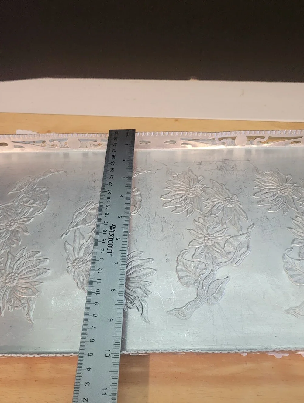 Farber & Shlevin Hand Wrought Aluminum Serving Tray W Handles #1763 Vintage 20